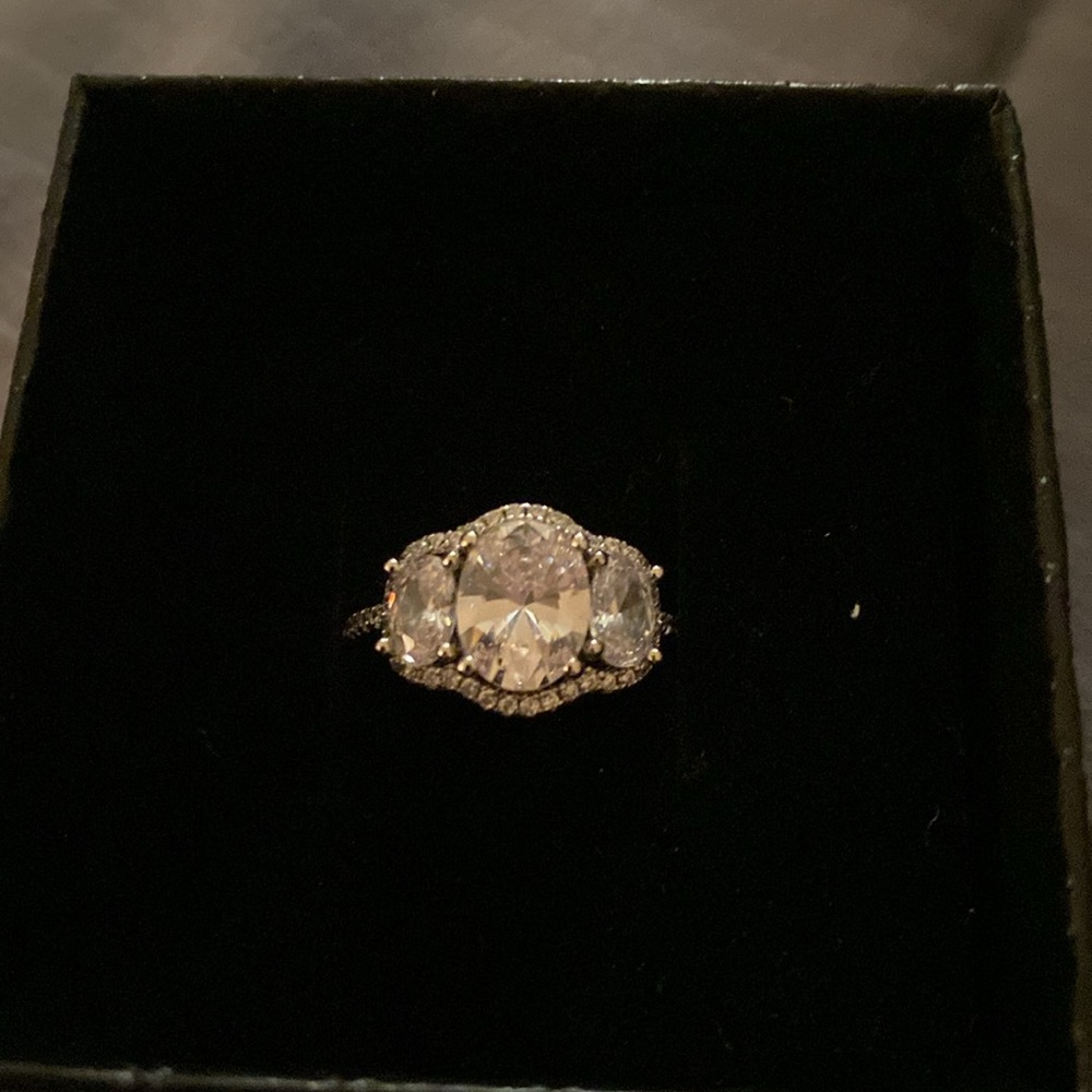 Charmed Aroma Elegant Silver Ring with Clear Stones